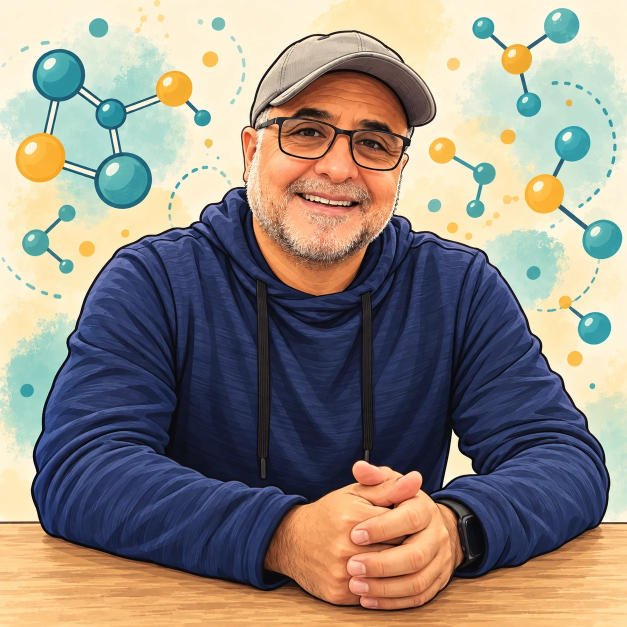 Dr. Masadeh’s cartoon portrait, welcoming explorers