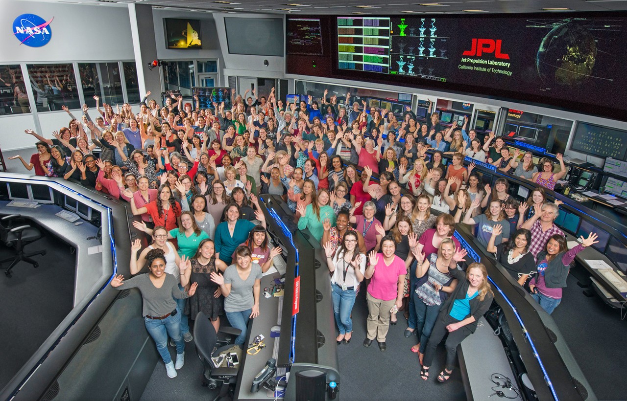 STEM professionals working in NASA’s Jet Propulsion Laboratory mission control